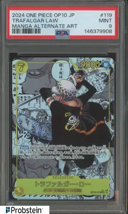 2024 One Piece OP10 Japanese #119 Trafalgar Law Manga Alternate Art PSA 9 - Image 1