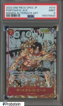 2022 One Piece OP02 Japanese #013 Portgas D. Ace Manga Alternate Art PSA 9 - Image 1