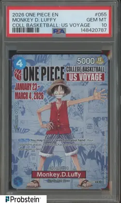 2026 One Piece EN College Basketball US Voyage #055 Monkey D Luffy PSA 10 - Image 1