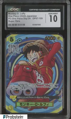 2024 One Piece Japanese PC One Piece Day Super Rare #109 Monkey D. Luffy CGC 10 - Image 1
