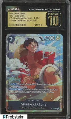 2025 One Piece PC Best Selection V.3 Promo Monkey D. Luffy P-075 CGC 10 PRISTINE - Image 1
