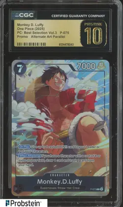 2025 One Piece PC Best Selection V.3 Promo Monkey D. Luffy P-075 CGC 10 PRISTINE - Image 1