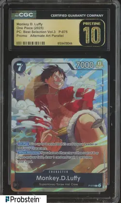 2025 One Piece PC Best Selection V.3 Promo Monkey D. Luffy P-075 CGC 10 PRISTINE - Image 1