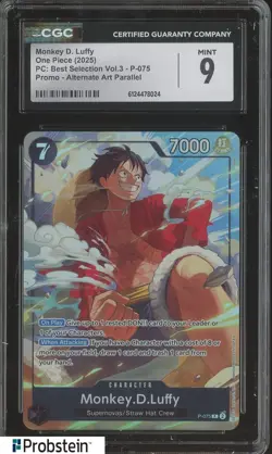 2025 One Piece PC Best Selection Vol.3 Promo Alt Monkey D. Luffy P-075 CGC 9 - Image 1