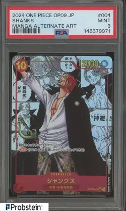2024 One Piece OP09 Japanese #004 Shanks Manga Alternate Art PSA 9 MINT - Image 1