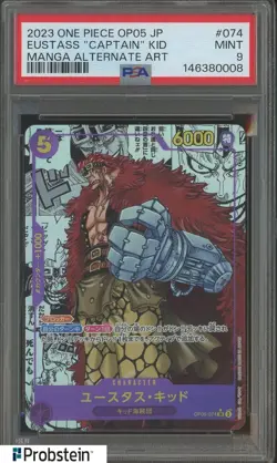 One Piece CCG Eustass"Captain"Kid Japanese Manga Alternate Art OP05-074 PSA 9 - Image 1
