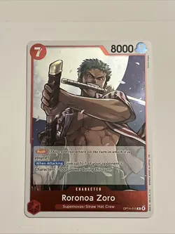 Roronoa Zoro Rare (R) OP14-015 The Azure Sea's Seven English Foil - Image 1
