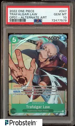 2022 One Piece OP01 #047 Trafalgar Law Alternate Art PSA 10 GEM MINT - Image 1
