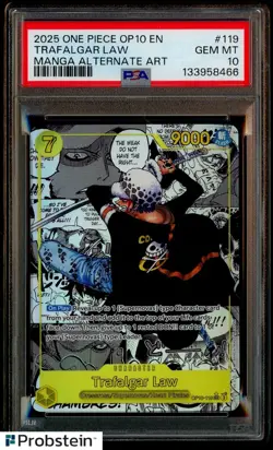 2025 One Piece OP10 EN Manga Alternate Art #119 Trafalgar Law PSA 10 GEM MINT - Image 1