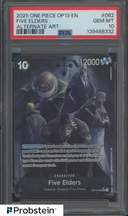 2025 One Piece OP13 EN #082 Five Elders Alternate Art PSA 10 GEM MINT - Image 1