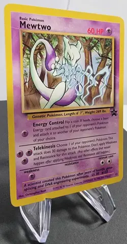 Mewtwo Black Star Promo 12 Pokemon Card WOTC Non Holo Vintage LP - Image 2
