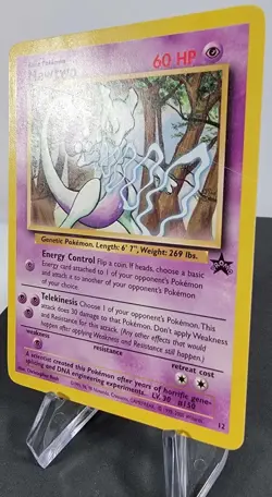 Mewtwo Black Star Promo 12 Pokemon Card WOTC Non Holo Vintage LP - Image 3