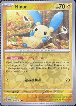 Minun 061/182 SV04: Paradox Rift Reverse Holo - Pokemon Card - Image 1