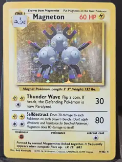 Vintage Pokemon TCG Base Set WoTC Magneton Holo Rare Card #9/102 60 HP - Image 1