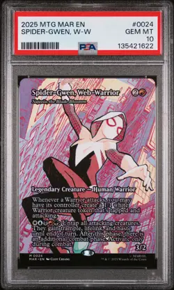 2025 MTG MARVEL'S SPIDER-MAN: SOURCE MAT #0024 SPIDER-GWEN, WEB-WARRIOR PSA 10 - Image 1