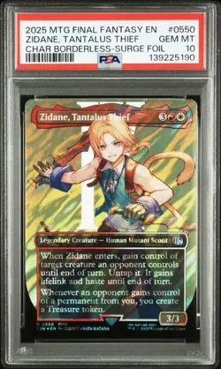PSA 10 ZIDANE, TANTALUS THIEF #0550 BORDERLESS SURGE FOIL 2025 MTG FINAL FANTASY - Image 1