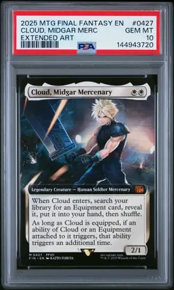 2025 MTG Final Fantasy #0427 Cloud, Midgar Merc Extended Art PSA 10 - Image 1