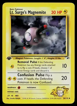 Pokemon Card - Lt. Surge's Magnemite 1st Edition Gym Heroes 50/132 Uncommon - Image 1