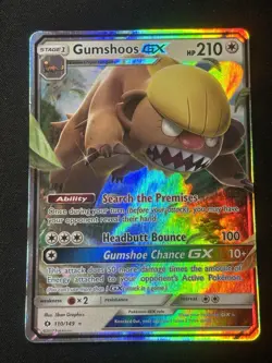 Gumshoos GX 110/149 Sun & Moon Base Set Ultra Rare Pokemon TCG Near Mint - Image 1