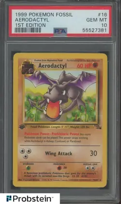1999 Pokemon Fossil 1st Edition #16 Aerodactyl PSA 10 GEM MINT - Image 1