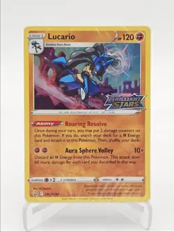 LUCARIO 2022 POKEMON BRILLIANT STARS STAMP BLACK STAR PROMO A #SWSH186 Q5677 - Image 1