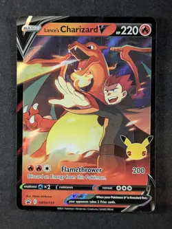2021 Pokemon LANCE'S CHARIZARD V #SWSH133 Black Star Promo Celebrations English - Image 1