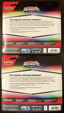 Pokemon Prismatic Evolutions Tech Sticker Collection Lot of 2 Sealed - Image 2
