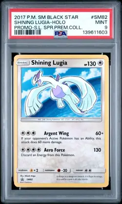 2017 POKEMON SM BLACK STAR PROMO #SM82 SHINING LUGIA-HOLO PSA 9 - Image 1