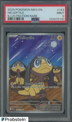 2025 Pokemon MEG EN Illustration Rare #143 Helioptile PSA 9 MINT - Image 1