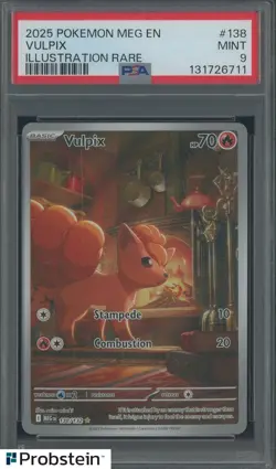2025 Pokemon MEG EN Illustration Rare #138 Vulpix PSA 9 MINT - Image 1