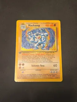 Machamp 1st Edition 8/102 Base Set Holo Rare Pokemon Card - LP - Image 1