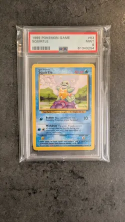 PSA 9 MINT 1999 BASE SET POKEMON SQUIRTLE 63/102 #63 WOTC GRADED CARD - Image 3