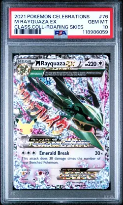 M Rayquaza EX PSA 10 English Pokemon Card 76 Celebrations 2021 Classic - Image 1