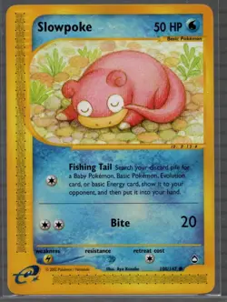 Slowpoke 108/147 Aquapolis Non-Holo 2002 WOTC Vintage E-Reader Pokemon Card - NM - Image 1