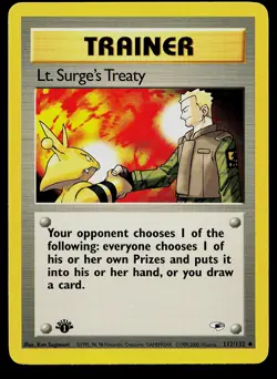Pokemon Card - Lt. Surge's Treaty 1st Edition Gym Heroes 112/132 Uncommon - Image 1