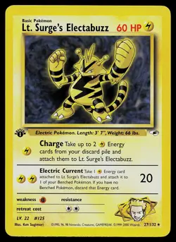 Pokemon Card - Lt. Surge's Electabuzz 1st Edition Gym Heroes 27/132 Rare - Image 1