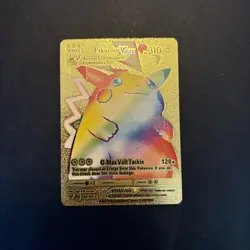 Pokemon Gold Foil Fan Art Card PIKACHU VMAX Rainbow 44/185 HP 310 - Image 1