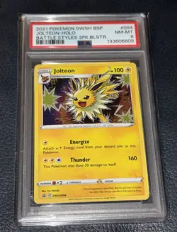 2021 Pokemon SWSH BSP Jolteon HOLO Black Star Promo #094 PSA Graded 8 - Image 1