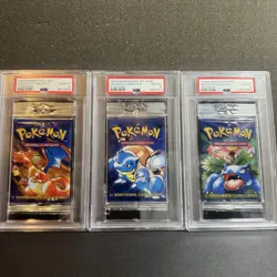 PSA 10 GEM MINT Pokemon Base Set Booster Pack Art SET Unlimited Long Stem WOTC - Image 1