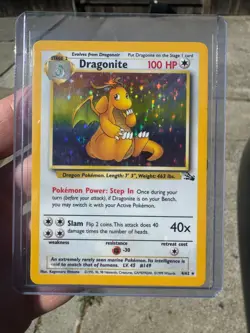 Pokemon TCG Dragonite Fossil 4/62 Holo Rare LP - Image 1