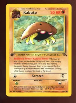 1999 Pokemon Fossil 1st Edition #50 Kabuto - Image 1