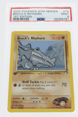 PSA 9 MINT 2000 Pokemon Gym Heroes #70 Brock's Rhyhorn 1st Edition !!! - Image 1