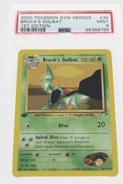 PSA 9 MINT 2000 Pokemon Gym Heroes #39 Brock's Golbat 1st Edition !!! - Image 1