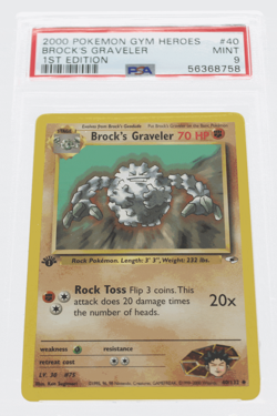 PSA 9 MINT 2000 Pokemon Gym Heroes #40 Brock's Graveler 1st Edition !!! - Image 1