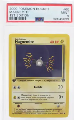PSA 9 MINT 2000 Pokemon Team Rocket #60 Magnemite 1st Edition !!! - Image 1