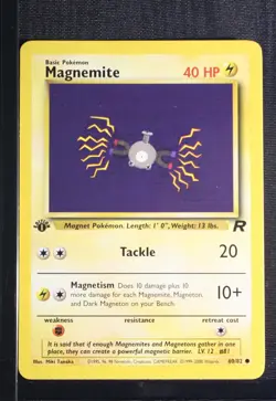 PSA 9 MINT 2000 Pokemon Team Rocket #60 Magnemite 1st Edition !!! - Image 3