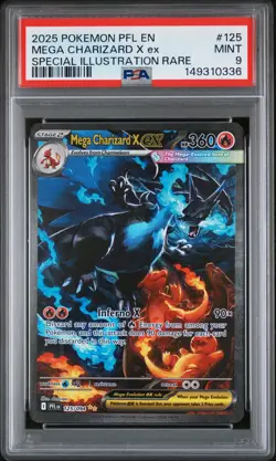 2025 POKEMON PFL EN-PHANTASMAL FLAMES #125 MEGA CHARIZARD X EX PSA 9 - Image 1