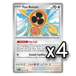 4x REVERSE HOLO Fan Rotom 085/131 Prismatic Evolutions Pokemon Playset x4 - Image 1
