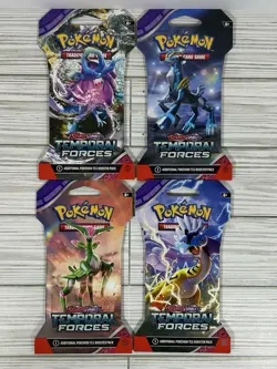 Pokemon TCG Scarlet & Violet Temporal Forces Sleeved Booster Pack Lot of 4 - Image 1