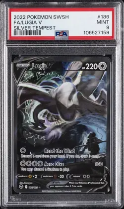2022 POKEMON SWORD & SHIELD SILVER TEMPEST #186 FULL ART/LUGIA V PSA 9 - Image 1